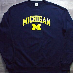 Michigan Wolverines Spell Out Crewneck Sweatshirt XL NCAA Navy